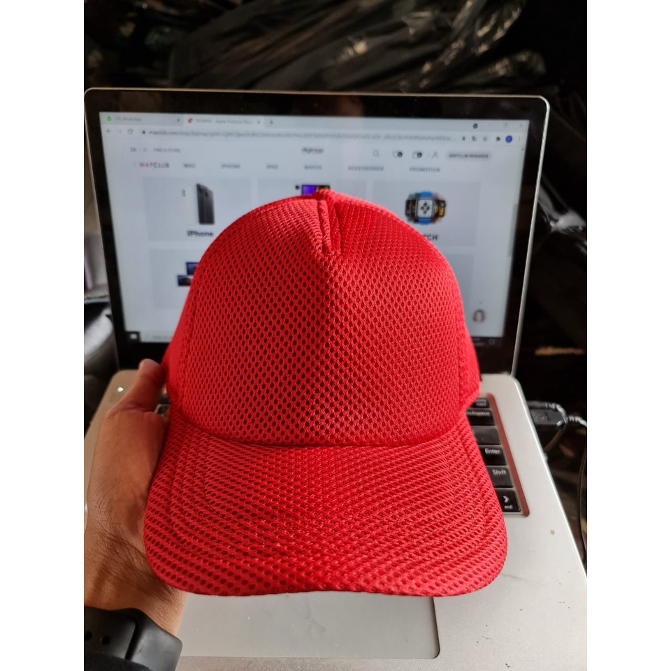 Topi Polos Jaring Warna Merah