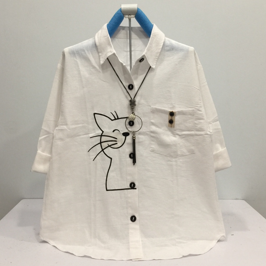 GOLDENBUZZERS B334 ATASAN KEMEJA WANITA KATUN LINEN IMPORT SIZE XL LD 106CM-2