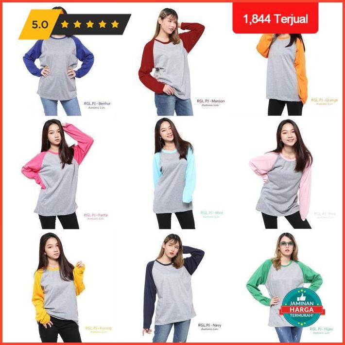 Kaos Lengan Panjang Wanita Jumbo Raglan Dua Warna Limited