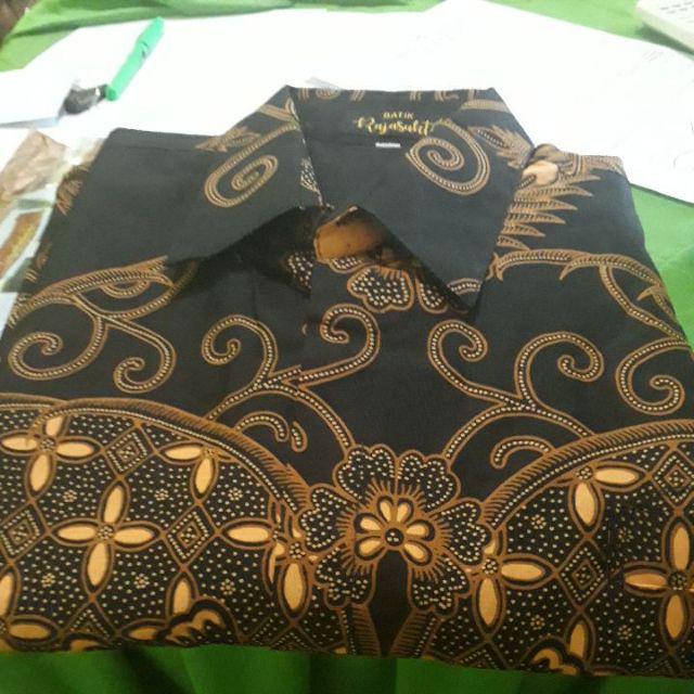 Batik Solo Cendono Kuning Kemeja Pria Katun Cabut Sragenan Full Furing