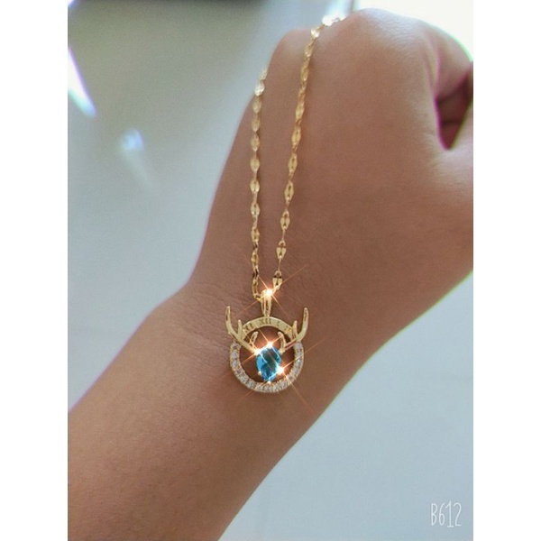 GG Kalung Tanduk Rusa Titanium Rantai Ulir Gold