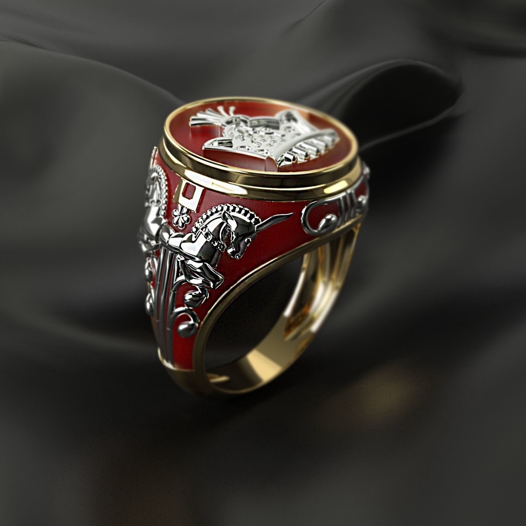 Cincin Bentuk Mahkota Bahan Stainless Warna Merah Gaya Vintage Untuk Wanita