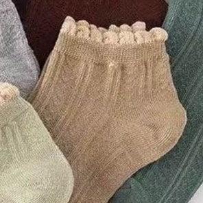 [COD] Kaos Kaki Wanita Import Motif Garis Renda Kaos Kaki Polos Cantik dengan Aksen Renda Ala Korea Kaos Kaki Semata kaki Ankle Shock-Nude