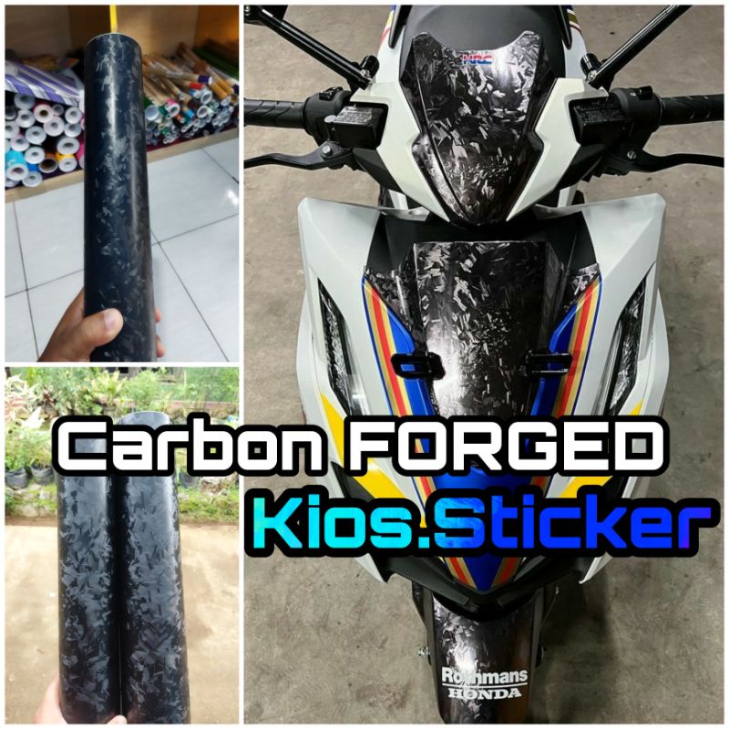 Sticker Skotlet Karbon Forged Hitam 3D Stiker Carbon Forged Composite Premium