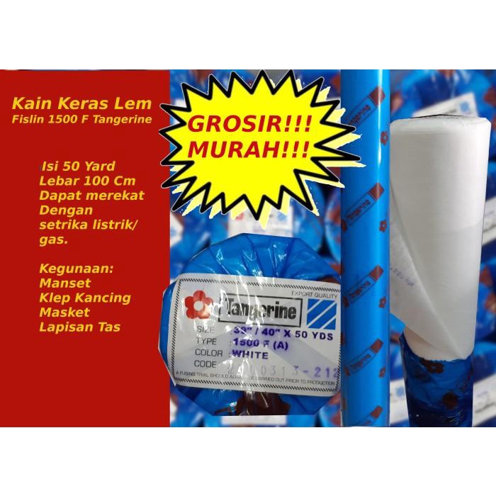 Kain | Kain Keras Lem Interlining 1500F Tangerine Fislin Pislin Vislin Grosir