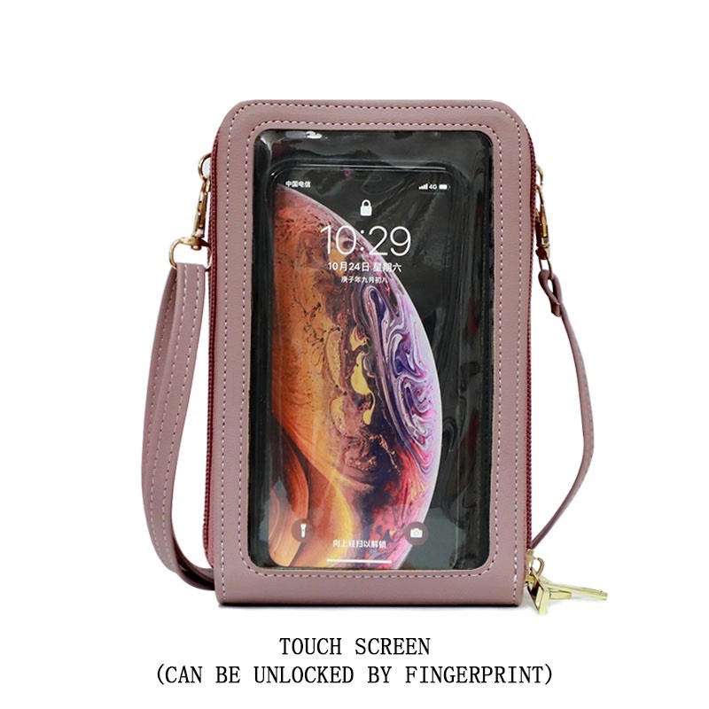 Tas Selempang Kulit Wanita Tas Slempang Hp Dompet Multifungsi Touch Screen Mobile Phone Bag SJ015