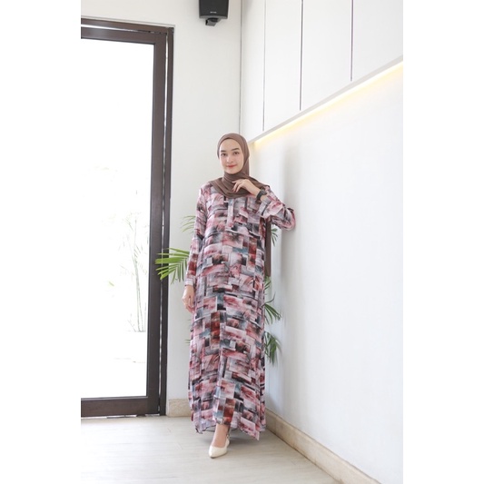 CAROLA MAXI (ld 100) - Gamis Dress Rayon Abstract Busui