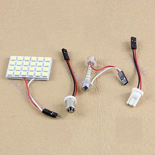 Lampu Platfon Kabin Mobil LED 5050 24 titik Warna Putih White Bright free Socket Festoon, T10