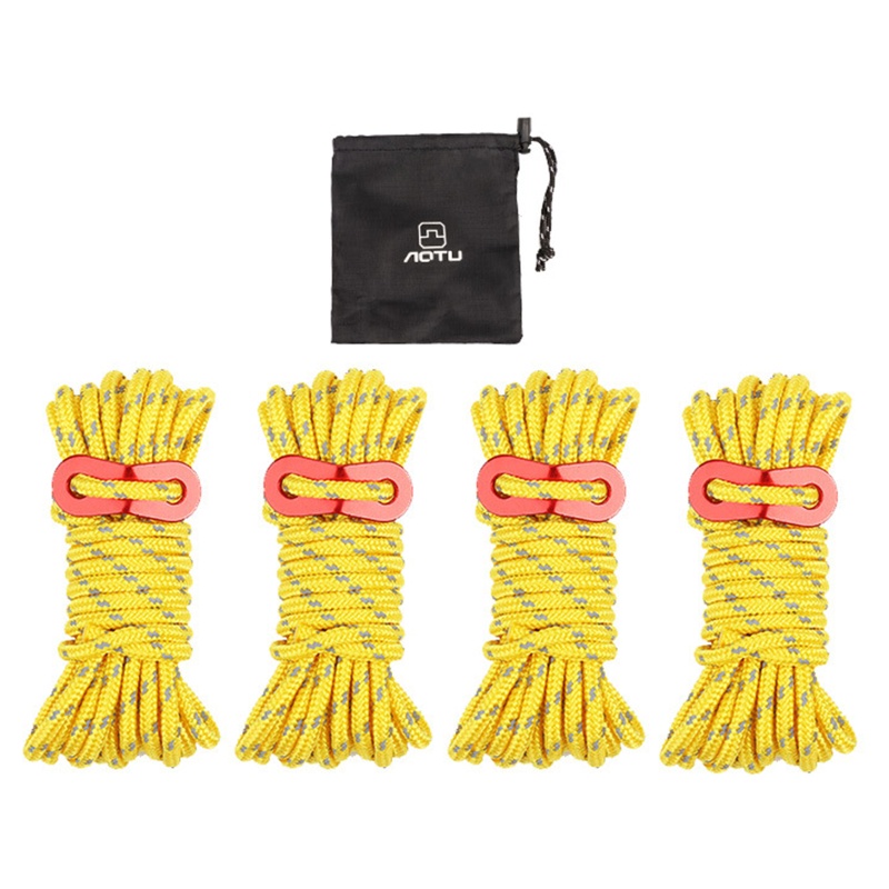Zzz 4pcs / Set Tali Tenda Reflektif 4mm Dengan Gesper Penyesuaian Untuk Outdoor