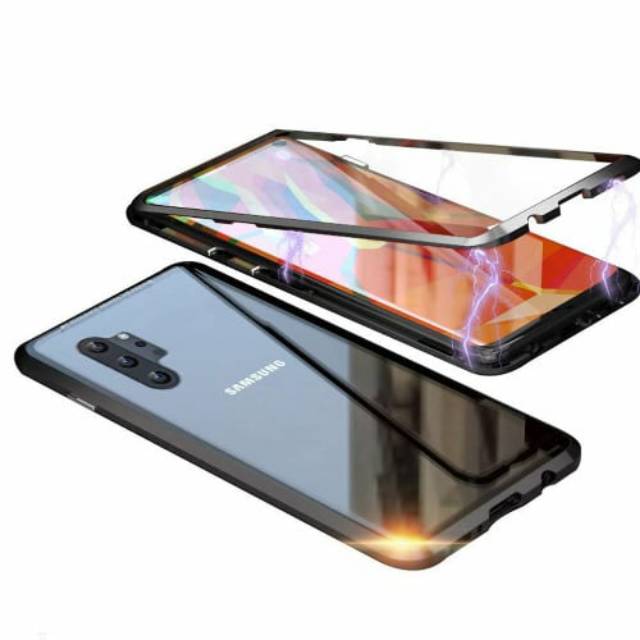 Case Magnetic DEPAN BELAKANG Samsung Note 10 Premium Case 2in1 Double Glass