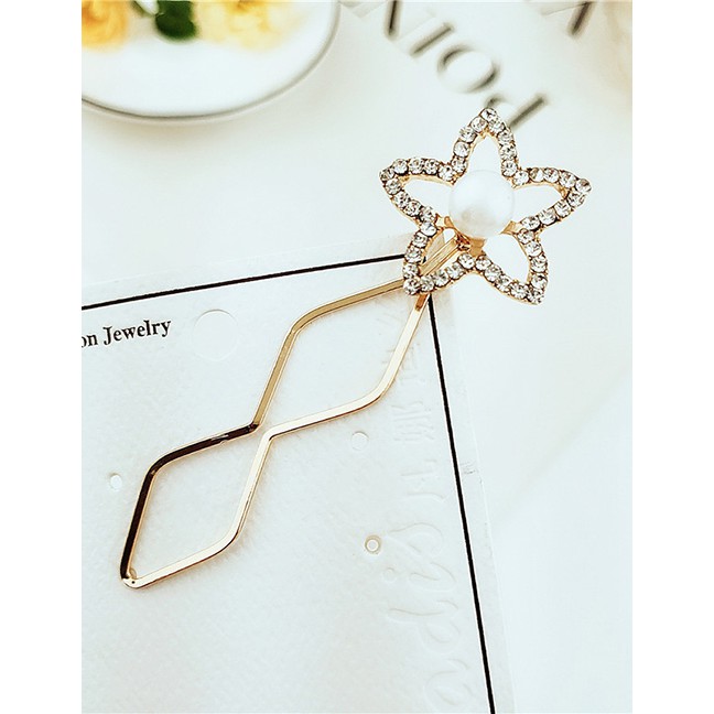 LRC Jepit Rambut Fashion Flower Geometric Pearl Flower Full Of Hairpins F5740X