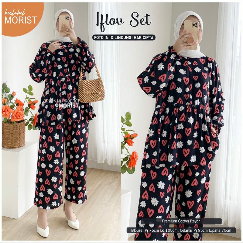 SETELAN WANITA ONE SET ORIGINAL BY MORIST [ IFLOV SET/TIURI SET ]
