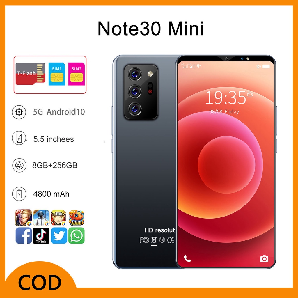 【COD】 4G/5G Note 30 Mini Ponsel 8GB+256GB Hp Android Murah Handphone Hp Android Smartphone Murah Asli Ori Hp Dual Card SIM Smartphone Hp Murah Cuci Gudang