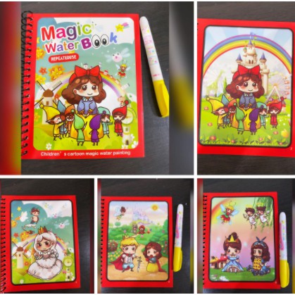 POLLYROLLY | MAGIC WATER COLOURING BOOK BUKU MEWARNAI MAGIC PENA AIR / WATER DRAWING-Snow White Cartoon