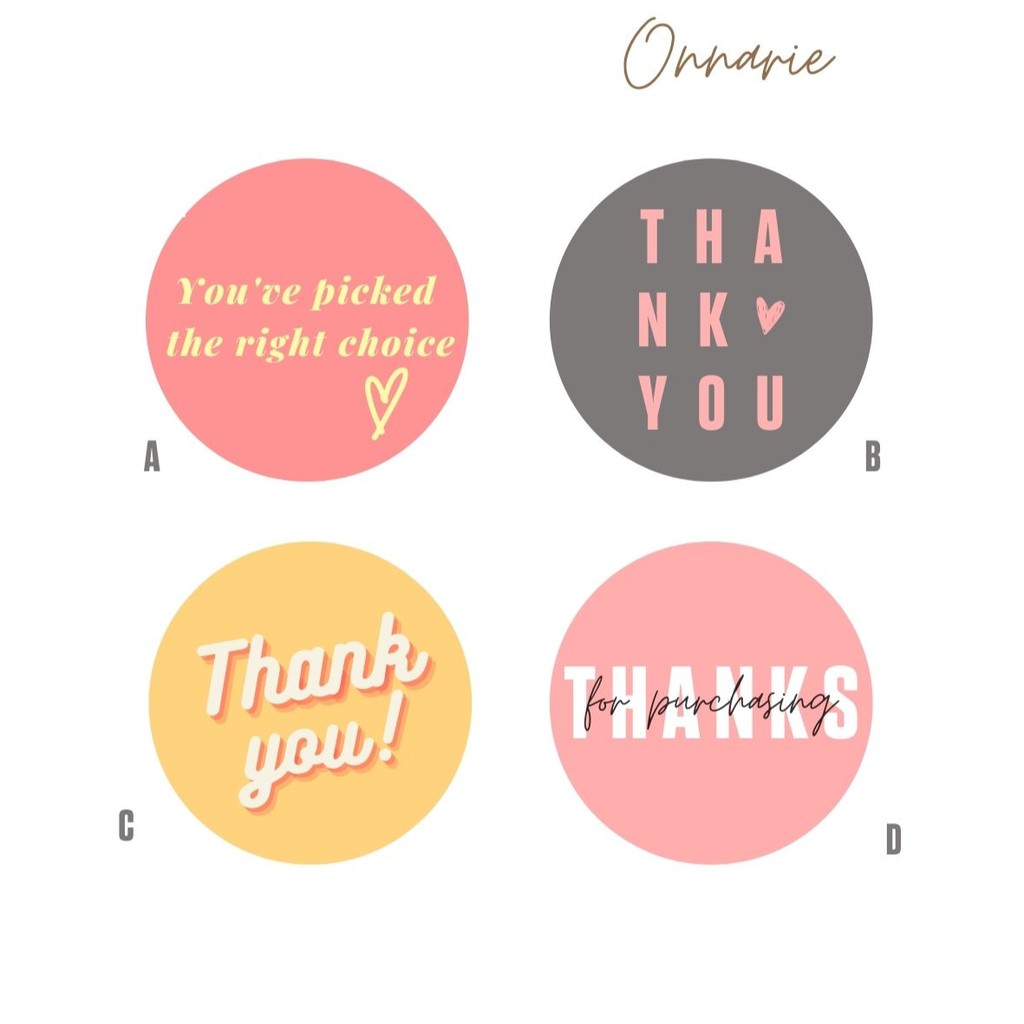 

Stiker 'Thank You' bentuk Bulat untuk packaging