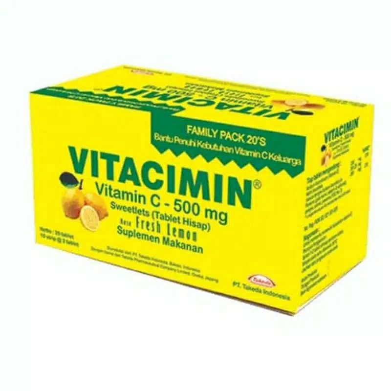 Vitacimin tablet hisap Vitamin C 500 mg family pack isi 10 strip