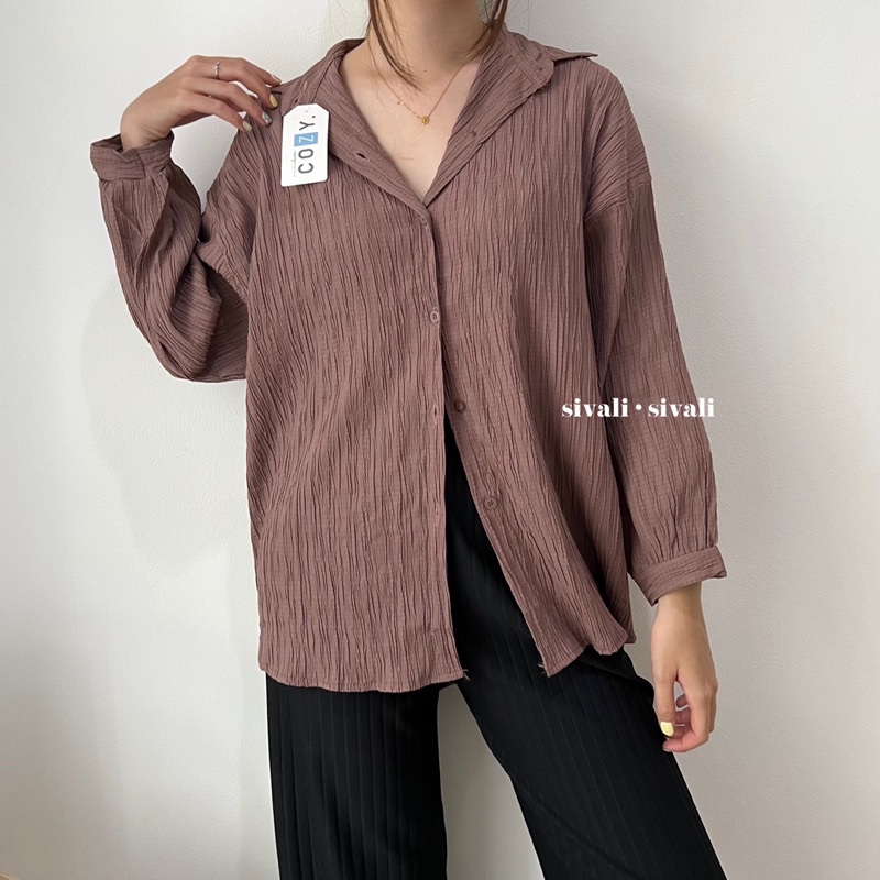 SIVALI Ha-ri Shirt | Kemeja Wanita Oversize - Basic Shirt Kemeja Polos