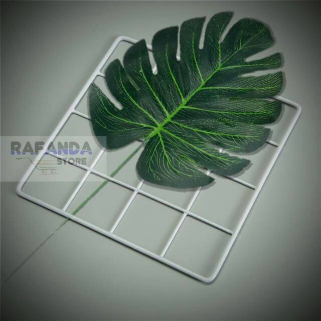 Daun Monstera artificial daun plastik dekorasi ruangan tanaman hias wire grid wall ram hijang dll