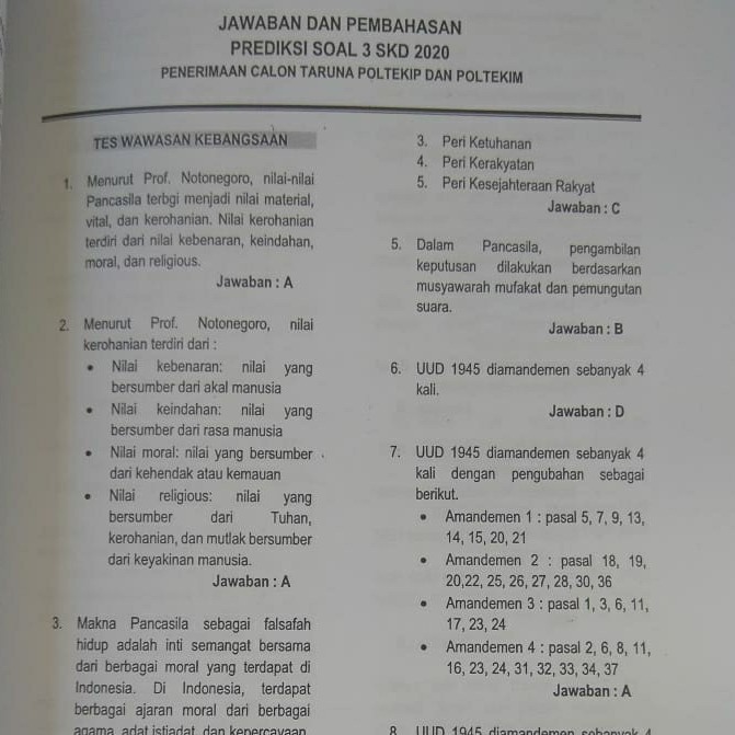 Soal Tes Masuk Poltekip