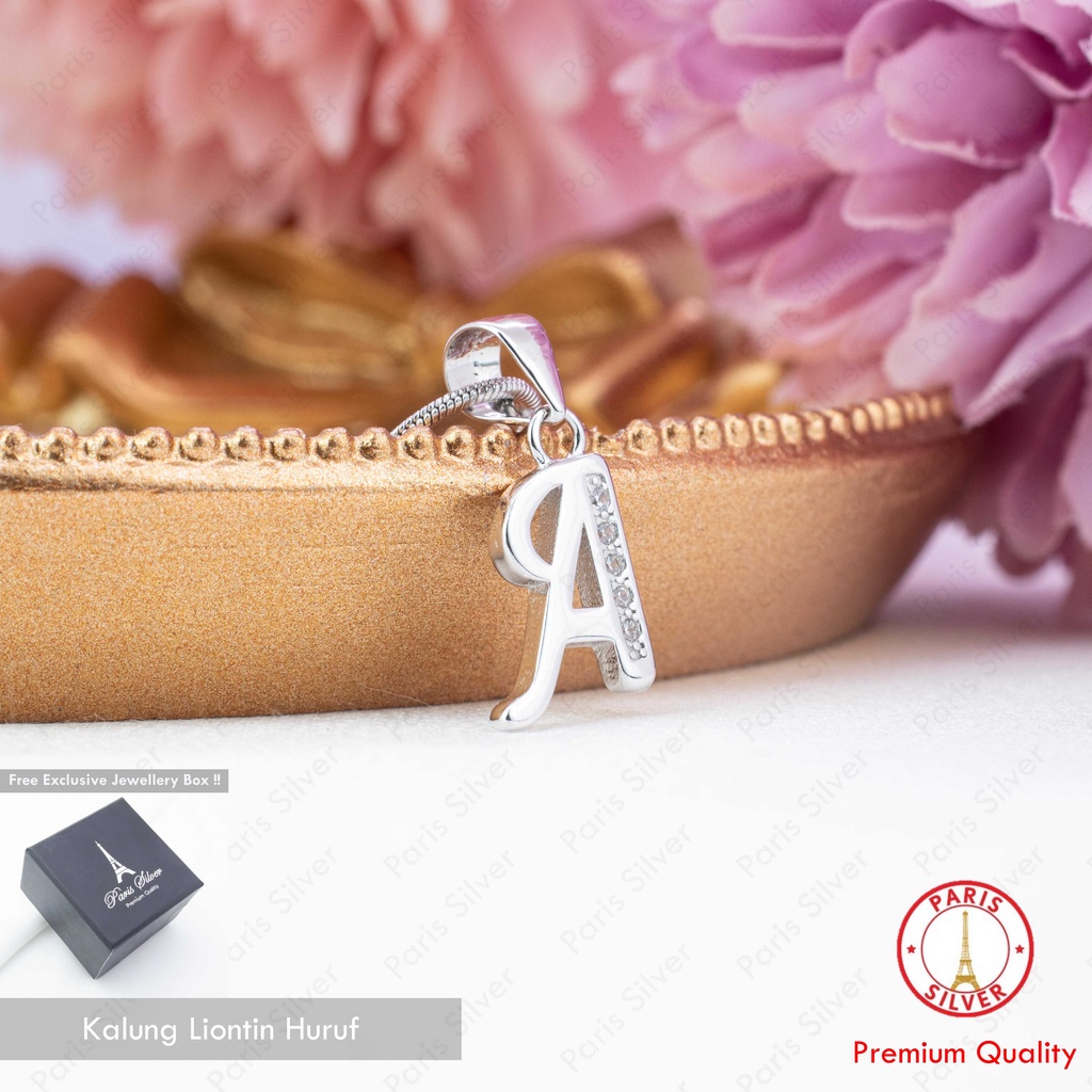 Kalung Huruf Nama Perak Asli 925 Alfabet Liontin Inisial Alphabet Silver Lapis Emas Putih