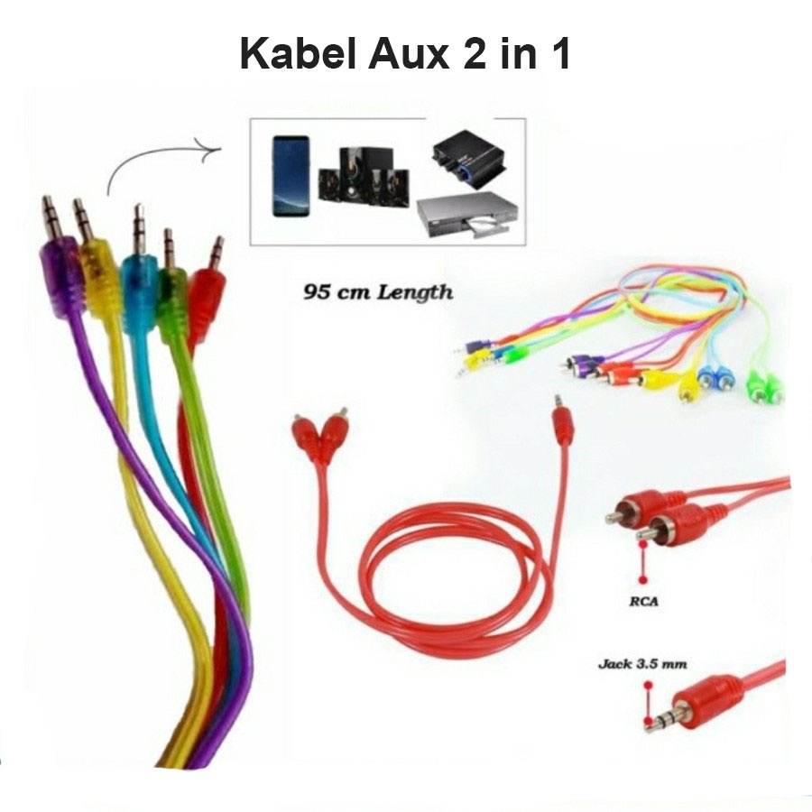 Kabel Aux Audio 2 In 1 - Jack Audio - Kabel Audio 2 RCA Jack