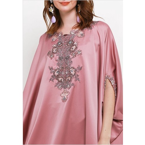 ICONS EMBELISHED SILKY KAFTAN W/ FACE MASK LEBARAN MODERN MEWAH FASHION WANITA MUSLIM TNIC0610BB/0422