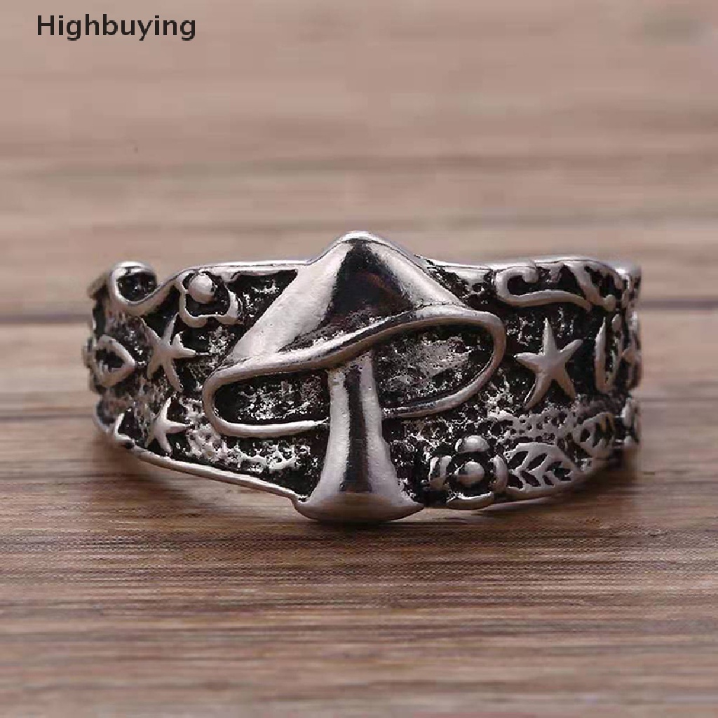 Hbid Cincin Retro Bentuk Bintang / Jamur Lucu Untuk Pria / Wanita