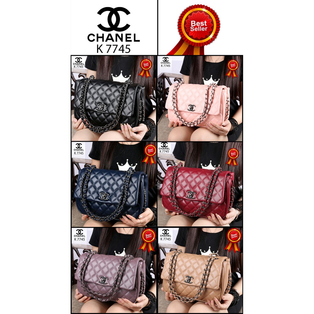 TAS WANITA-TAS IMPORT- Chanel Black Hardware like Ori Leather (K7745)
