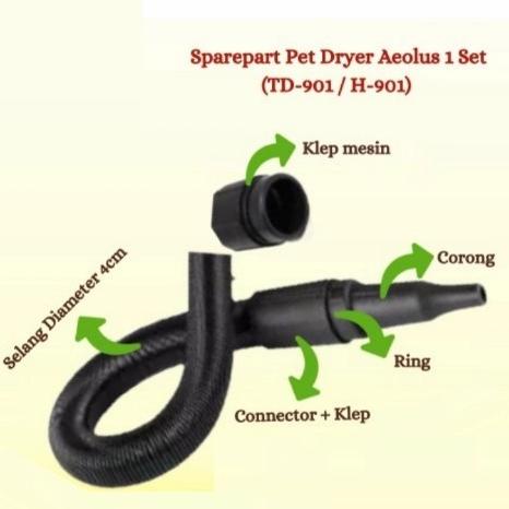 Selang Hairdryer Pet Blower Aeolus Td901/H901 + Connector + Corong
