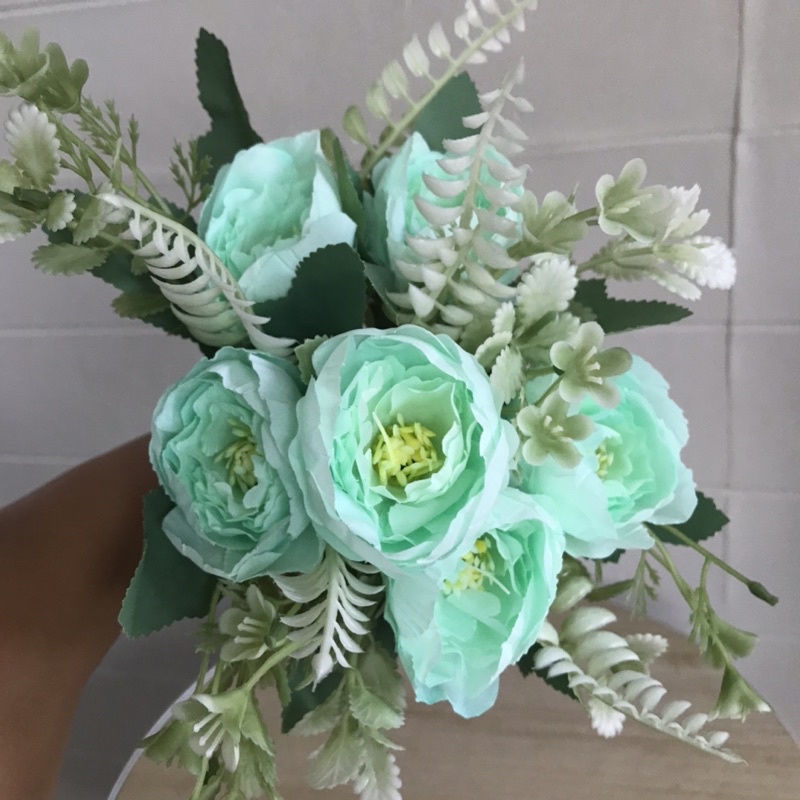 BUNGA TANGKAI MAWAR CENTIFOLIA - rose peony ranuculus tosca ungu pink merah bunga artificial palsu-7