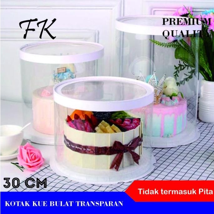 

[COD] Kotak Kue Mika Transparan Bulat Cake Box Bulat Dus Kue Bulat uk.30CM [COD]