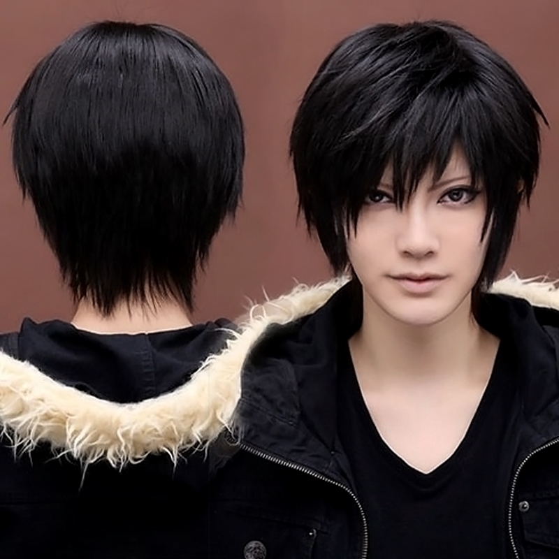 Wig Rambut  Palsu Pria  Pendek Warna  Hitam untuk  Cosplay 