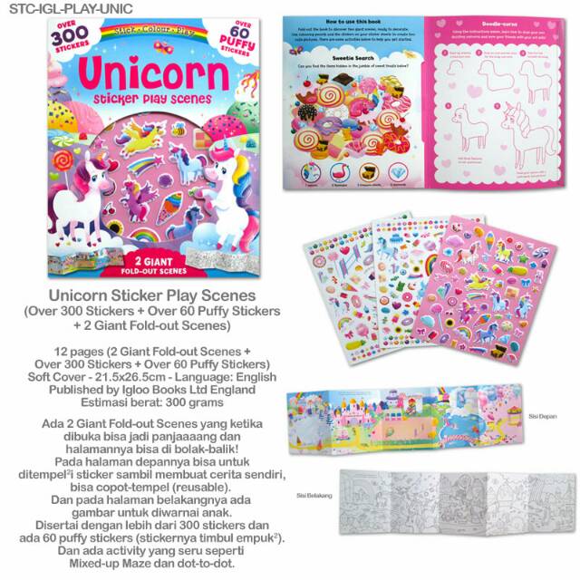 

Unicorn Sticker Play Scenes (Over 300 Stickers + Over 60 Puffy Stickers + 2 Giant Fold-out Scenes)