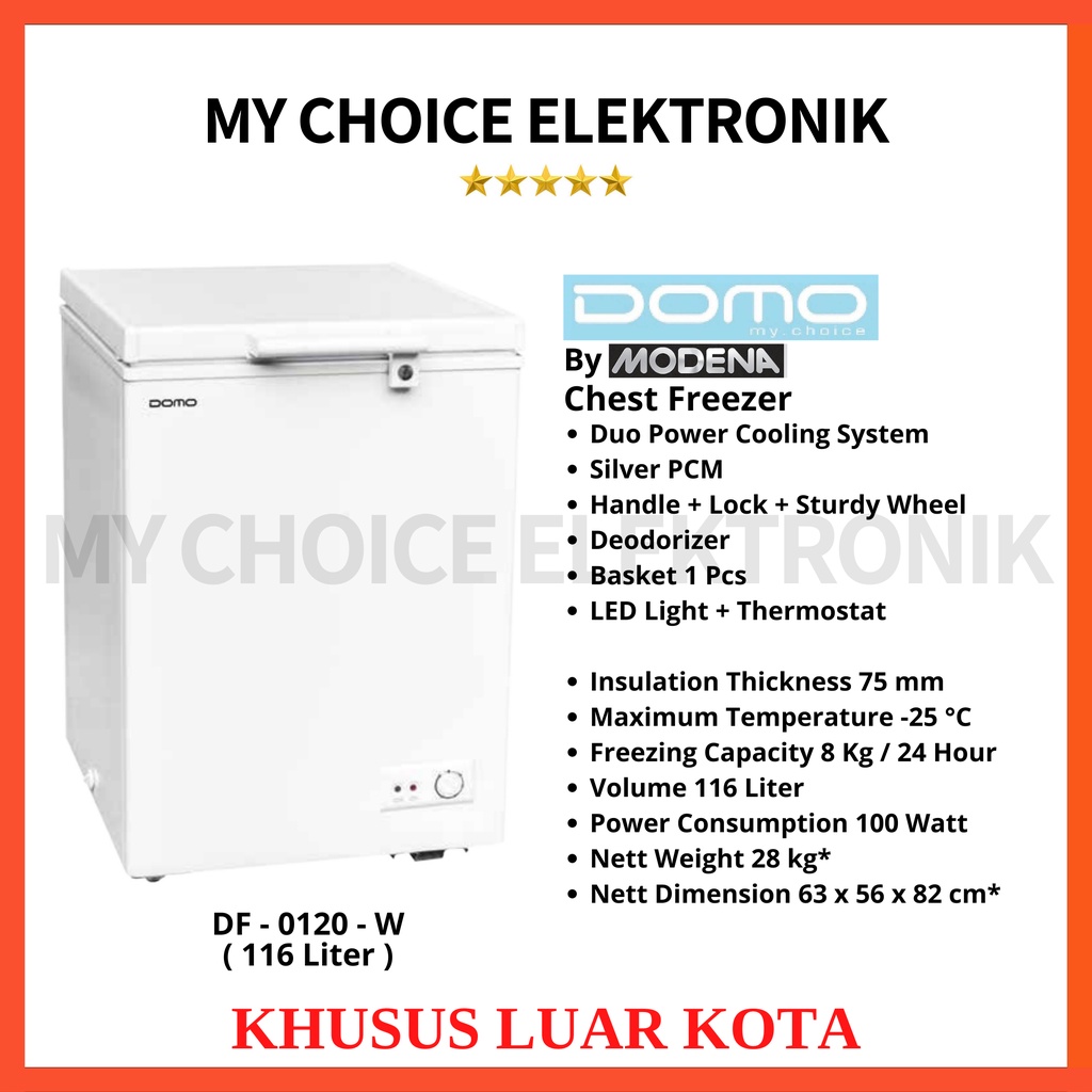 DOMO by MODENA Chest Freezer DF-0120 W | Freezer Box DF 0120W  [KHUSUS LUAR KOTA]