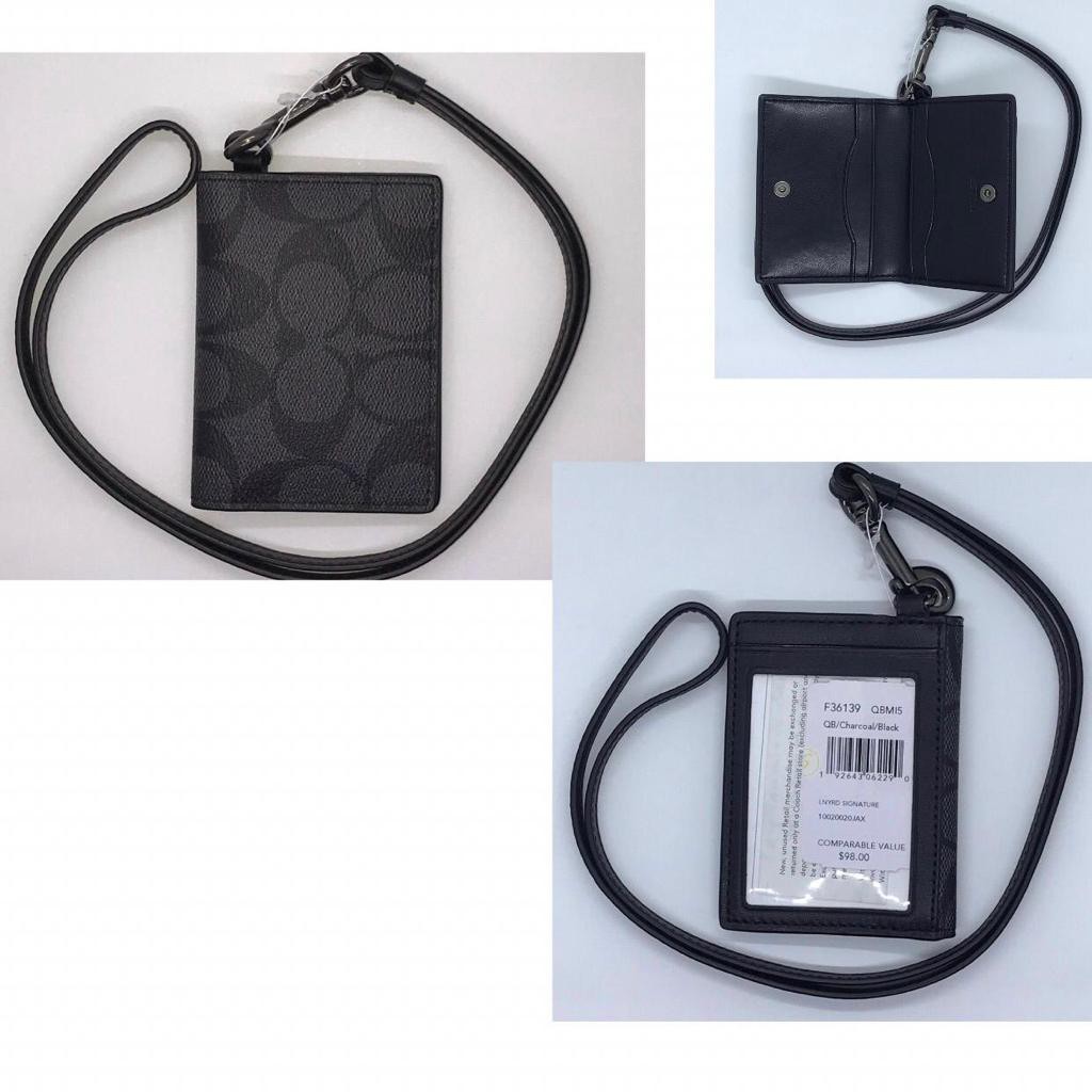 

Coach ID Tag Men Lanyard Signature Black Charcoal