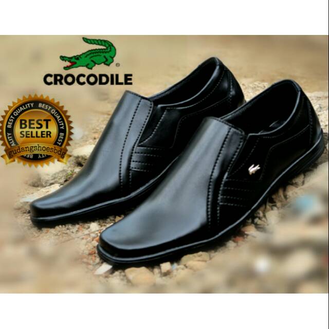 BEST SELLER !!! TERLARIS SEPATU PRIA PANTOPEL CROCODILE HITAM ELASTIC BUAT KERJA KARTOR FORMAL