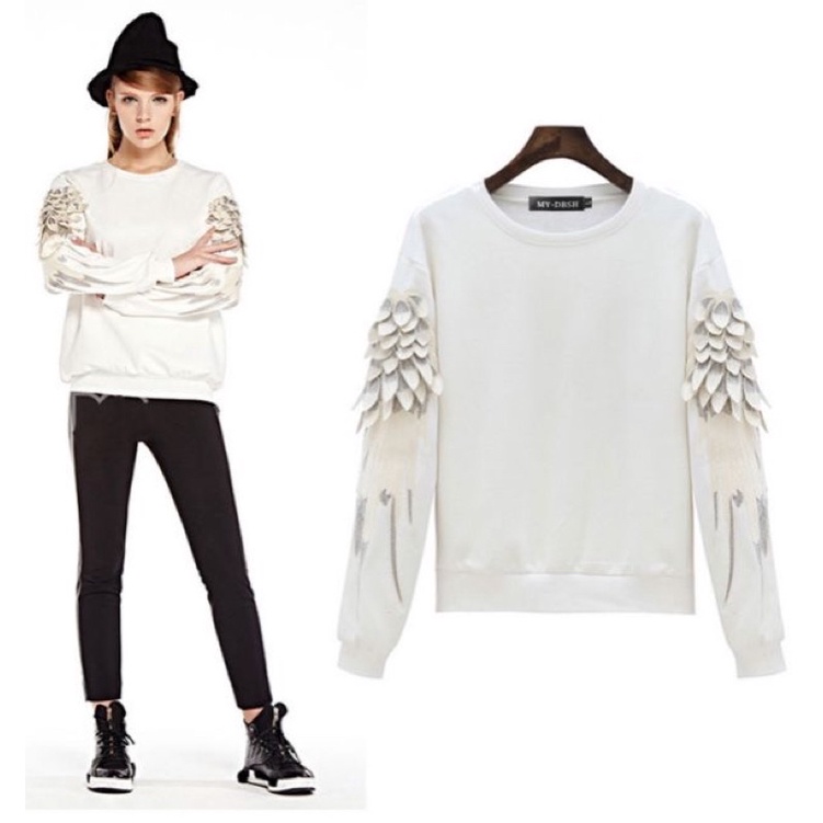 SWEATER IMPORT PRIA WANITA ASIA EROPA KOREA AMERIKA ORIGINAL WINGS BORDIR TIMBUL S-3XL JY3