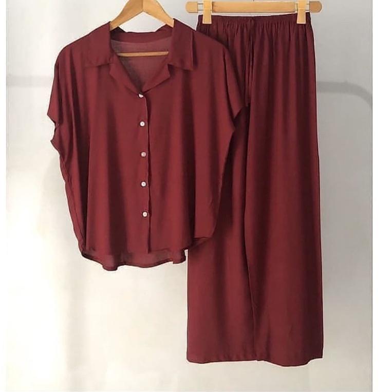 "VQE. 133743" Set Kemeja Polos // Piyama Baju Tidur Dewasa