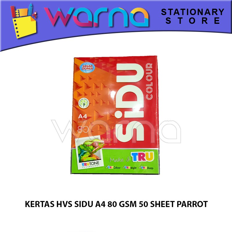 

KERTAS HVS SIDU A4 80 GSM 50 SHEET PARROT