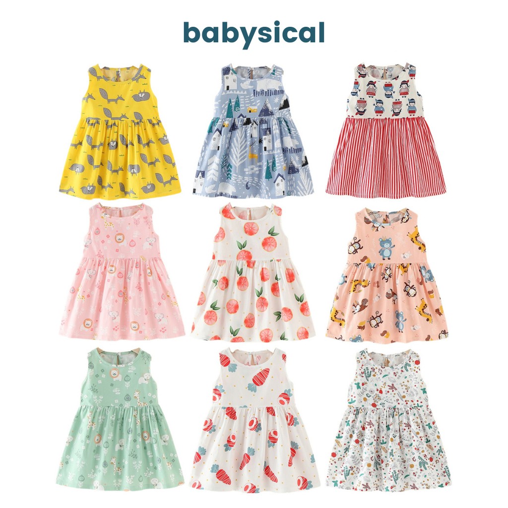 BABYSICAL 1-4 Thn - Aneka Dress anak Dress Bayi Korea Cotton Bamboo Motif Premium-1