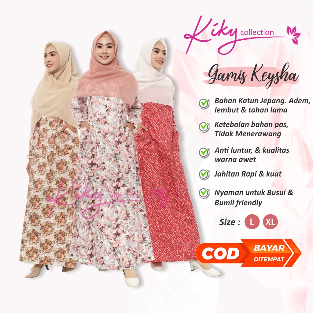 Baju Gamis Wanita Dress Keysha Muslim Remaja Fashion Syari Pakaian Syar i Perempuan Kekinian Murah T