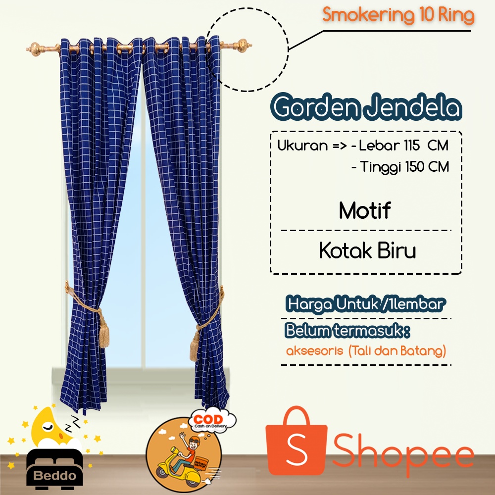 Gorden Jendela aesthetic gorden minimalis gorden polos gorden Smokering|gordeng murah|corak kotak