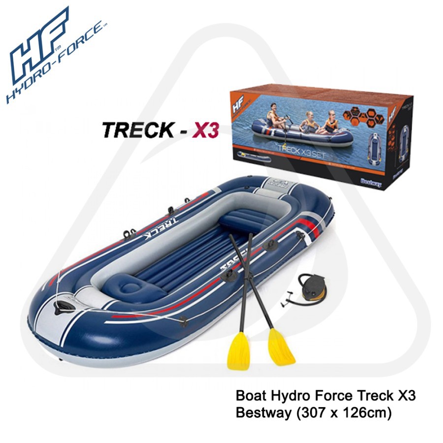 Inflatable Perahu Vynil Karet Boat Hydro Force Treck X3 Bestway (307 x 126 cm)