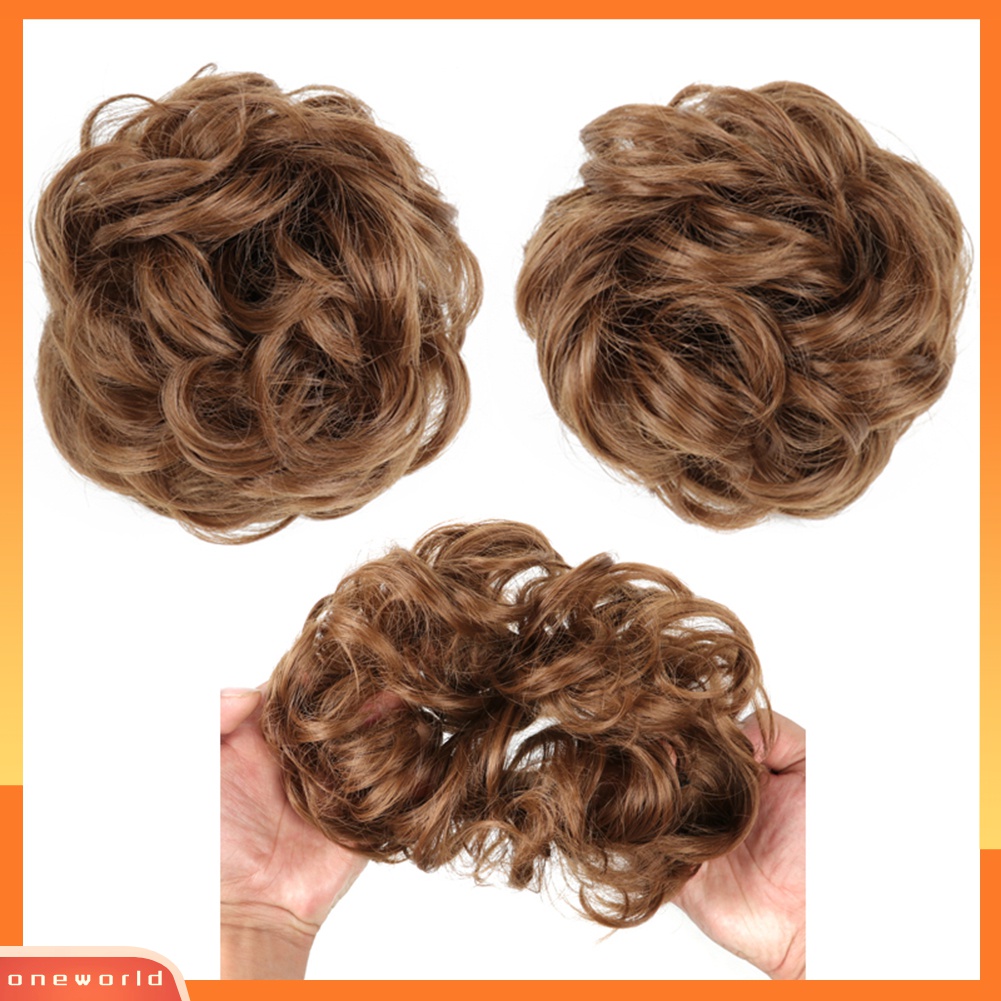 Wig Rambut Ekstensi Model Keriting Gelombang Messy Donut Chignons Ukuran 10cm Untuk Wanita