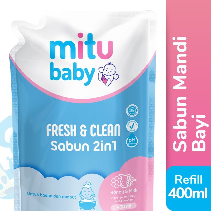 Mitu Baby Sabun Mandi 2 In 1 Refill 200ml Pink