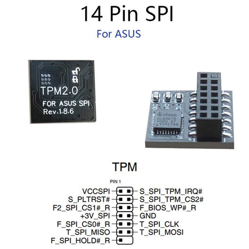 TPM 2.0 Encryption Security ule Remote Card 14 Pin SPI TPM2.0 Security ule for ASUS Motoard