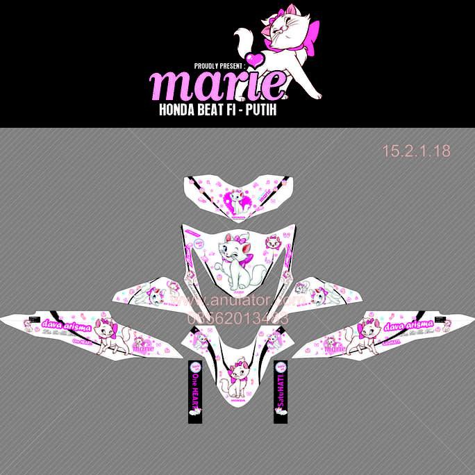 Sticker Striping Motor Stiker Honda Beat Fi Marie Cat Putih Spec B