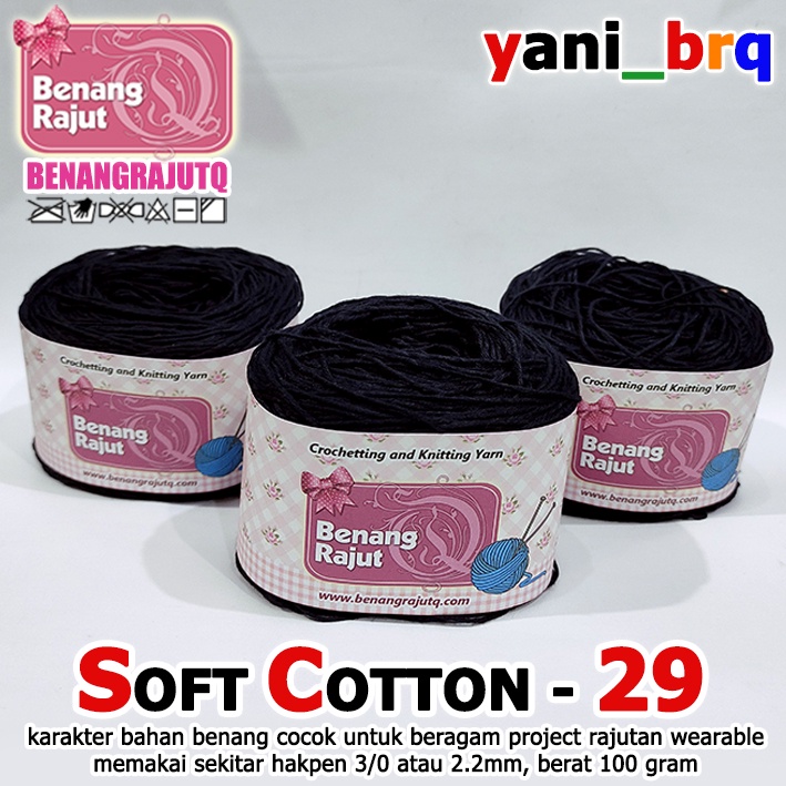 SOFT KATUN BALI SC 29 HITAM yani_brq TOKO BENANG RAJUT Q