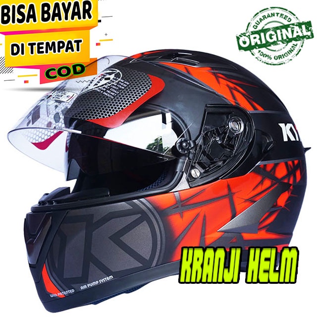 Helm / Helm fullface / Helm kyt falcon spike red gunmetal doft termurah