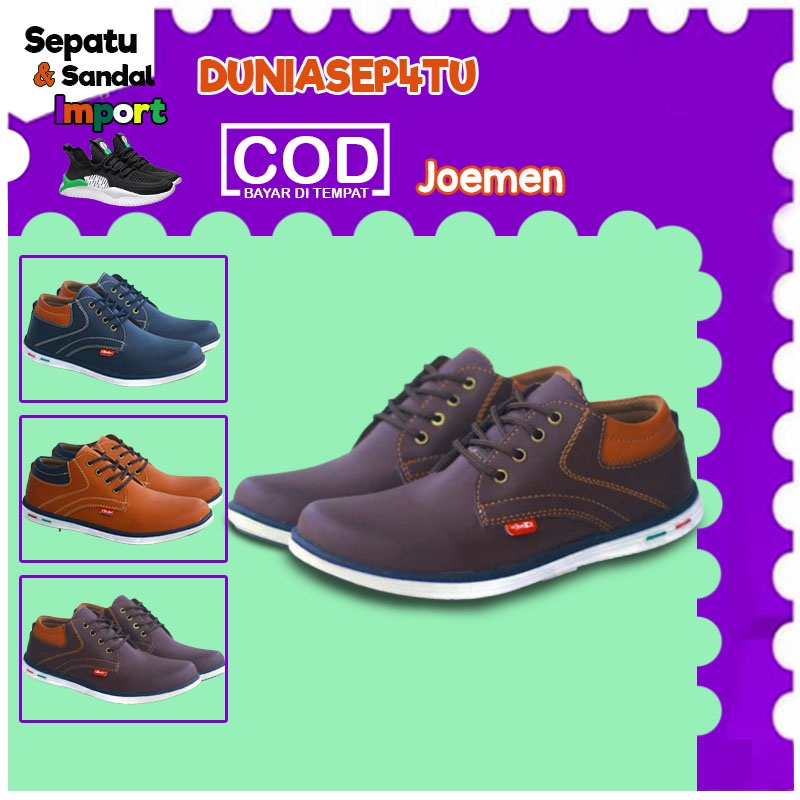 Sepatu Kulit Pria Tali Sepatu Kerja Kantor Fashion Kulit Original Import J25